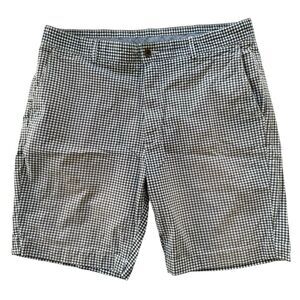 Cremieux 36 White Blue Check 9" Flat Front Cotton Men's Shorts‎